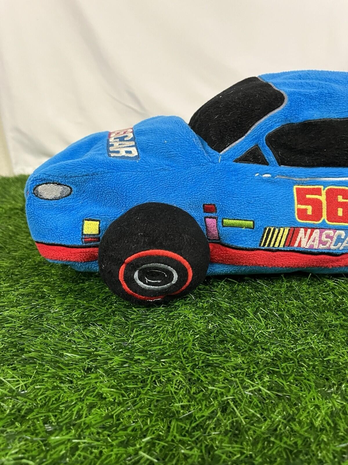 Rare Y2K NASCAR Martin Truex Junior Plush Car Pillow 56 Blue Green 19″ Dan River