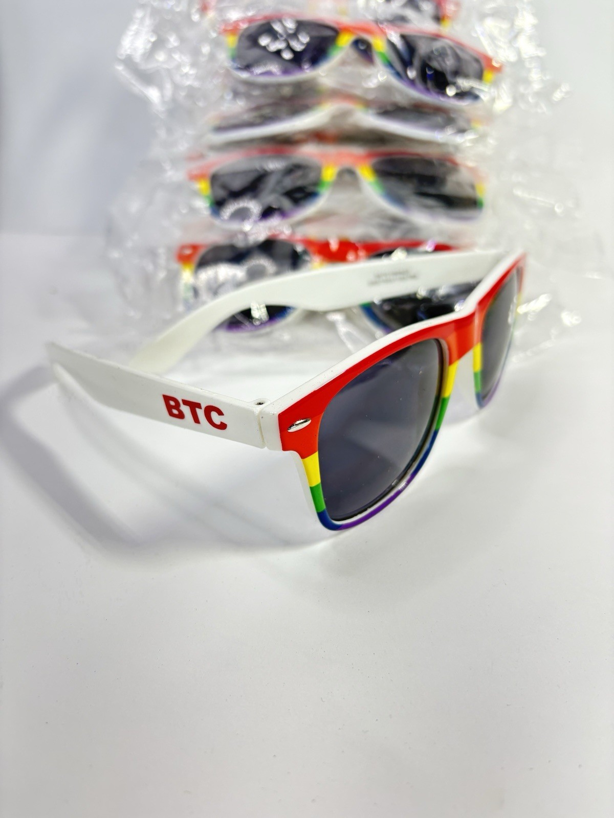 10-Pairs BTC Bit Coin Rainbow Chart-White Frame Unique Promotional Sunglasses