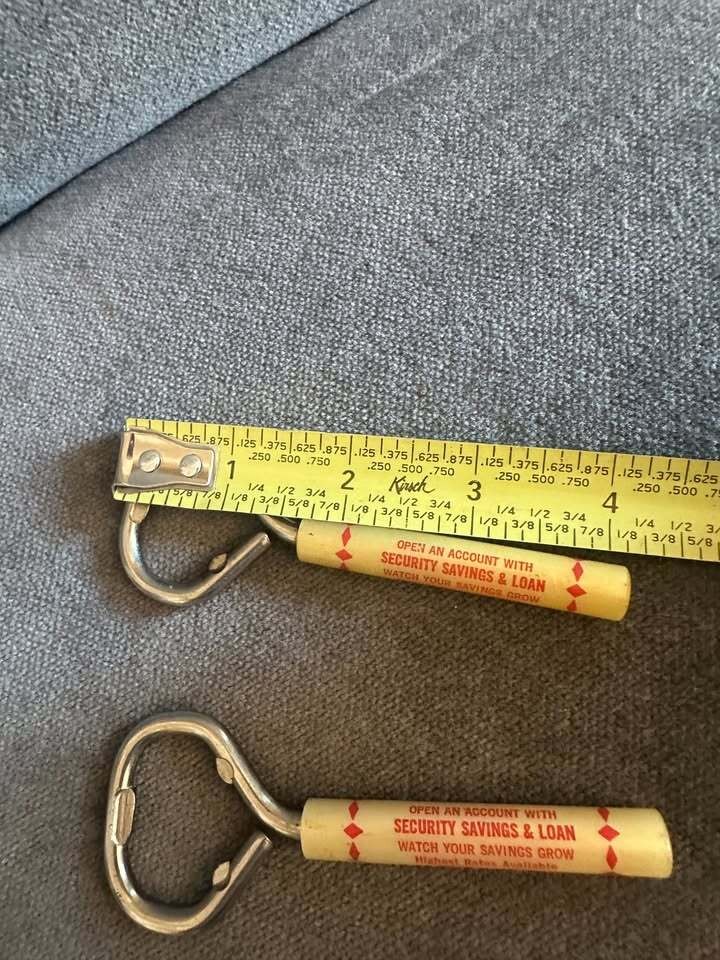SET OF 2 Vintage Security Savings & Loan Advertising Bottle Opener Yellow Handle