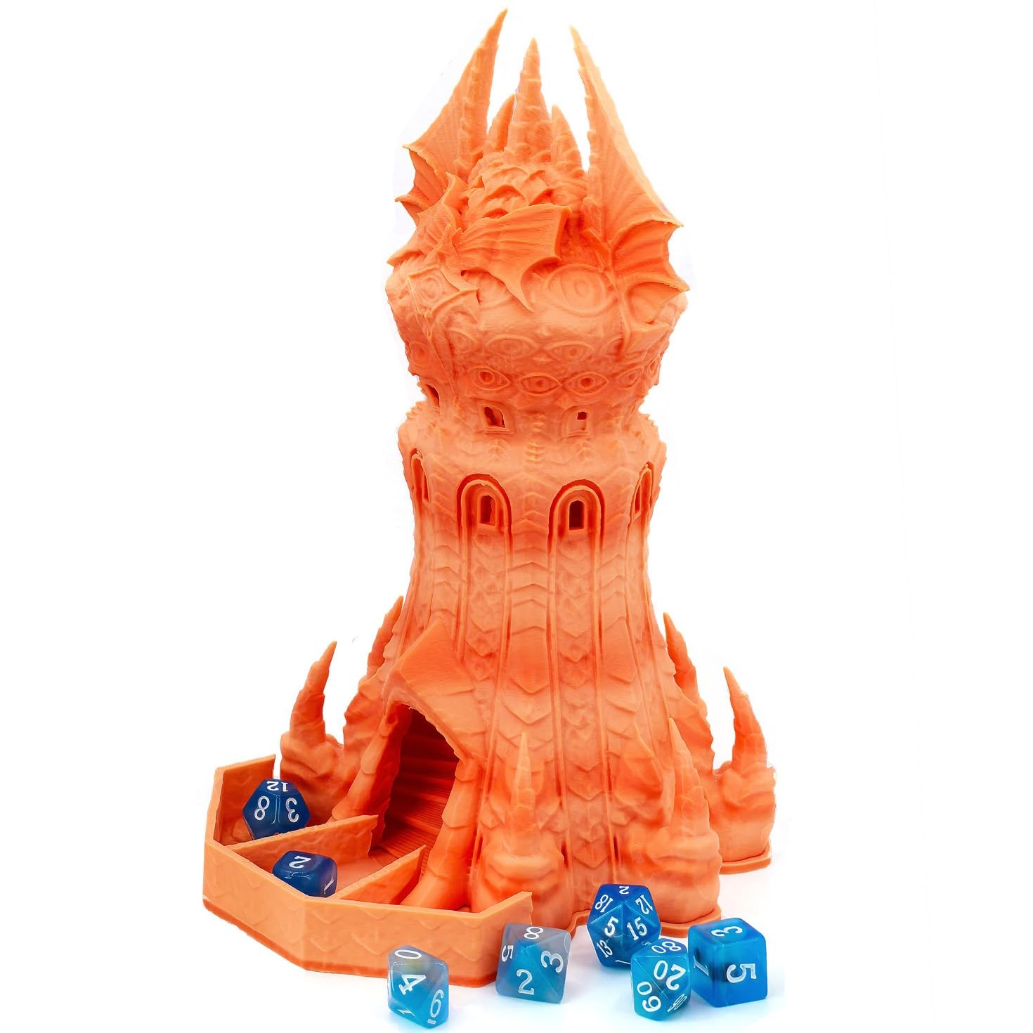 3D Printed Dice Tower DnD Spiral Castle Dice Roller RPG Miniature Wargaming