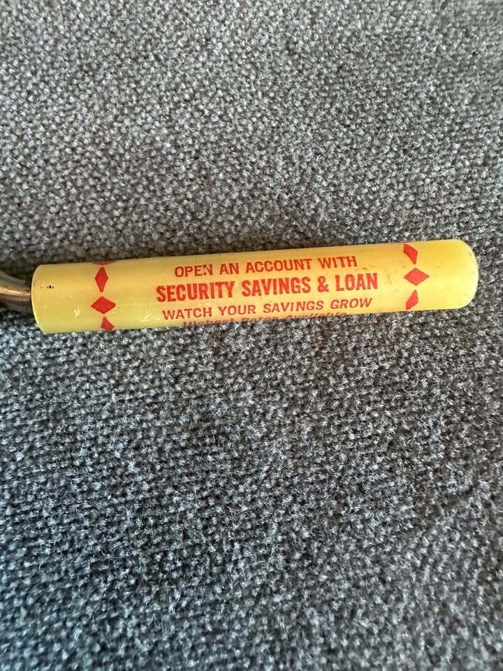 SET OF 2 Vintage Security Savings & Loan Advertising Bottle Opener Yellow Handle