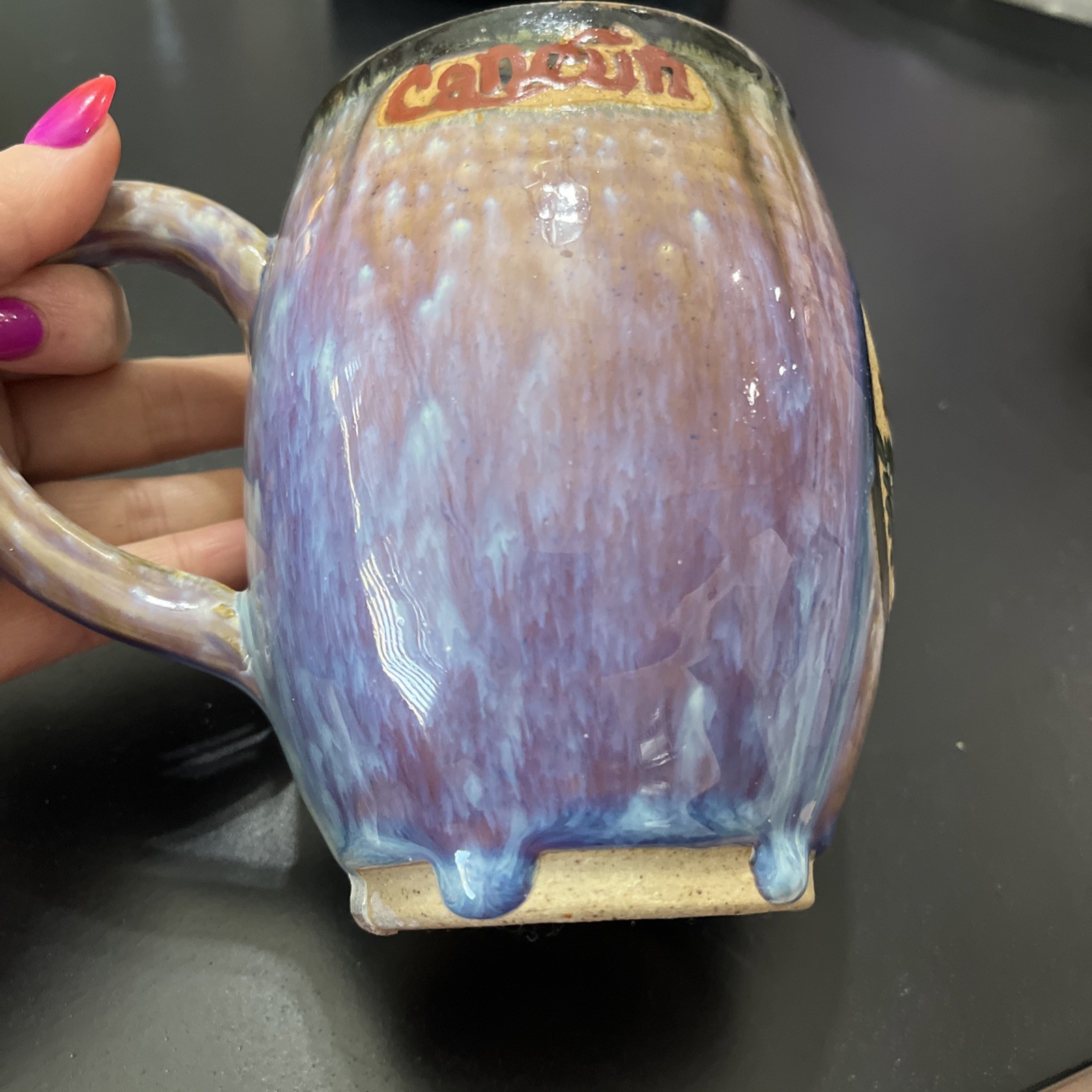 Vintage Tonala Cancun Mexican Mug Very Ornate Detailed Gorgeous Drip Glaze
