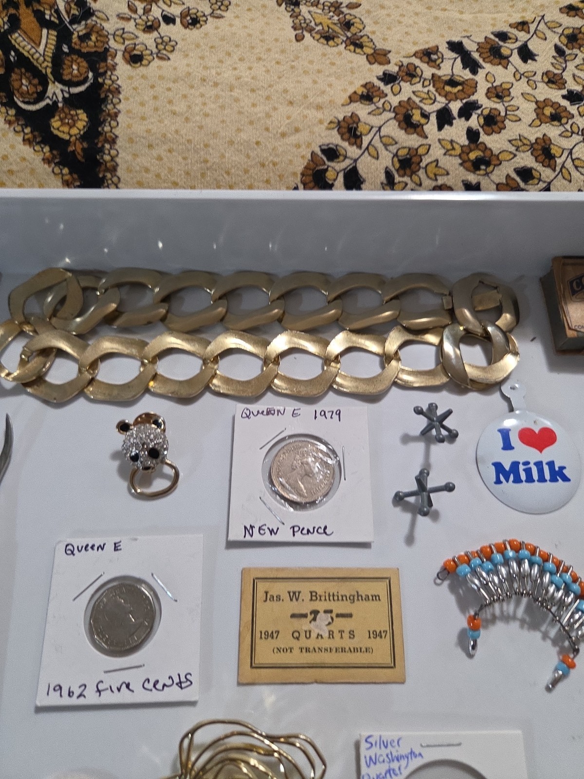 Vintage Junk Drawer With Silver