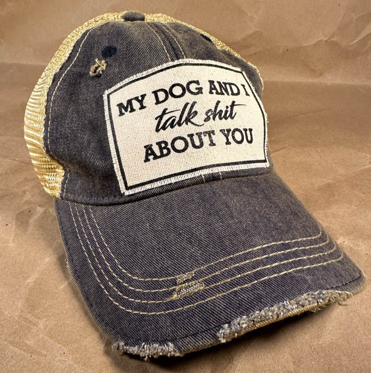 Vintage Life “My Dog & I Talk Sh*t About You” Distressed Baseball Cap Unisex NEW