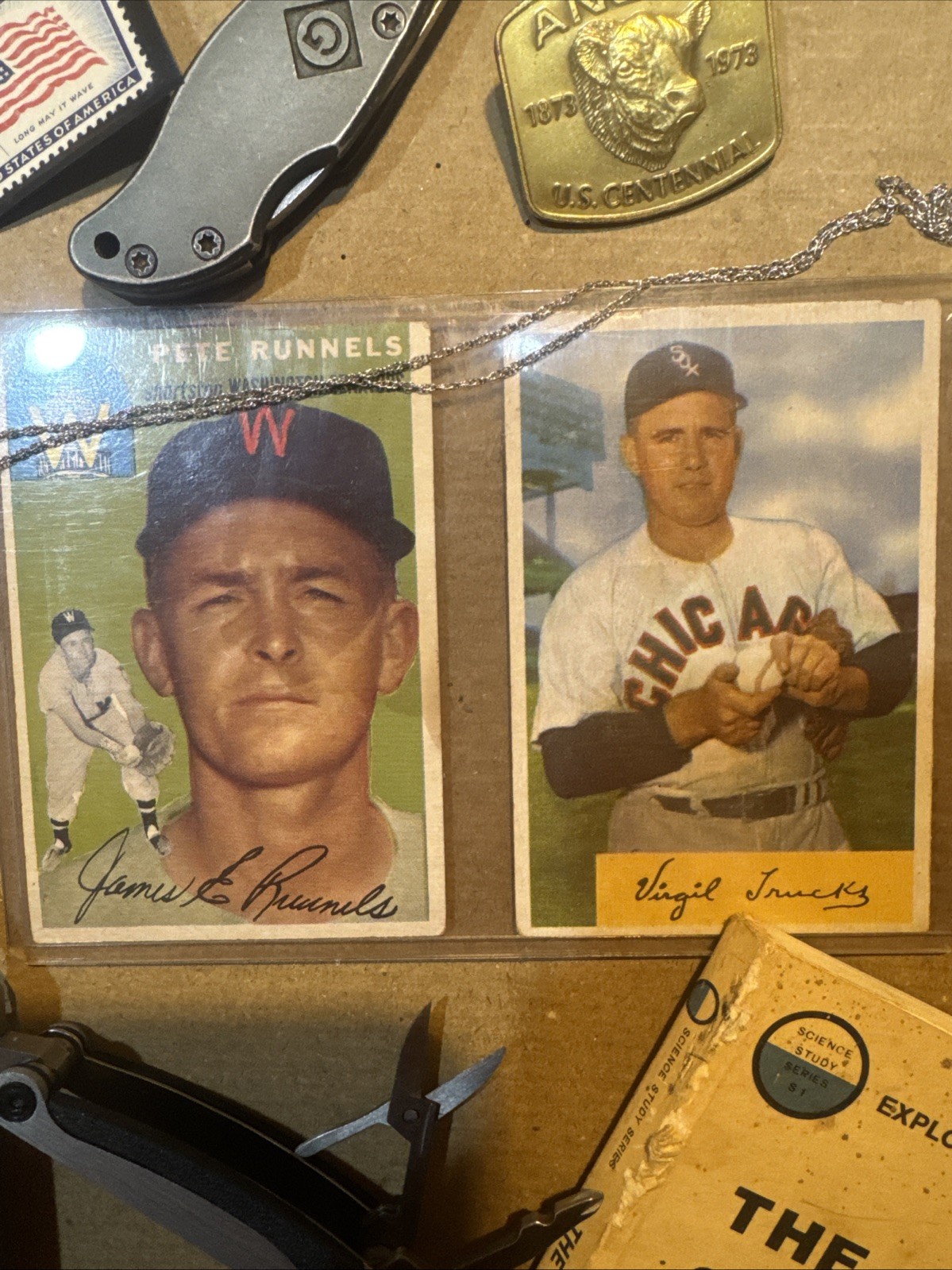 Vintage Junk Drawer Knives, Silver 925, 40-50s Ball Cards Autos, Book 50s Buckle