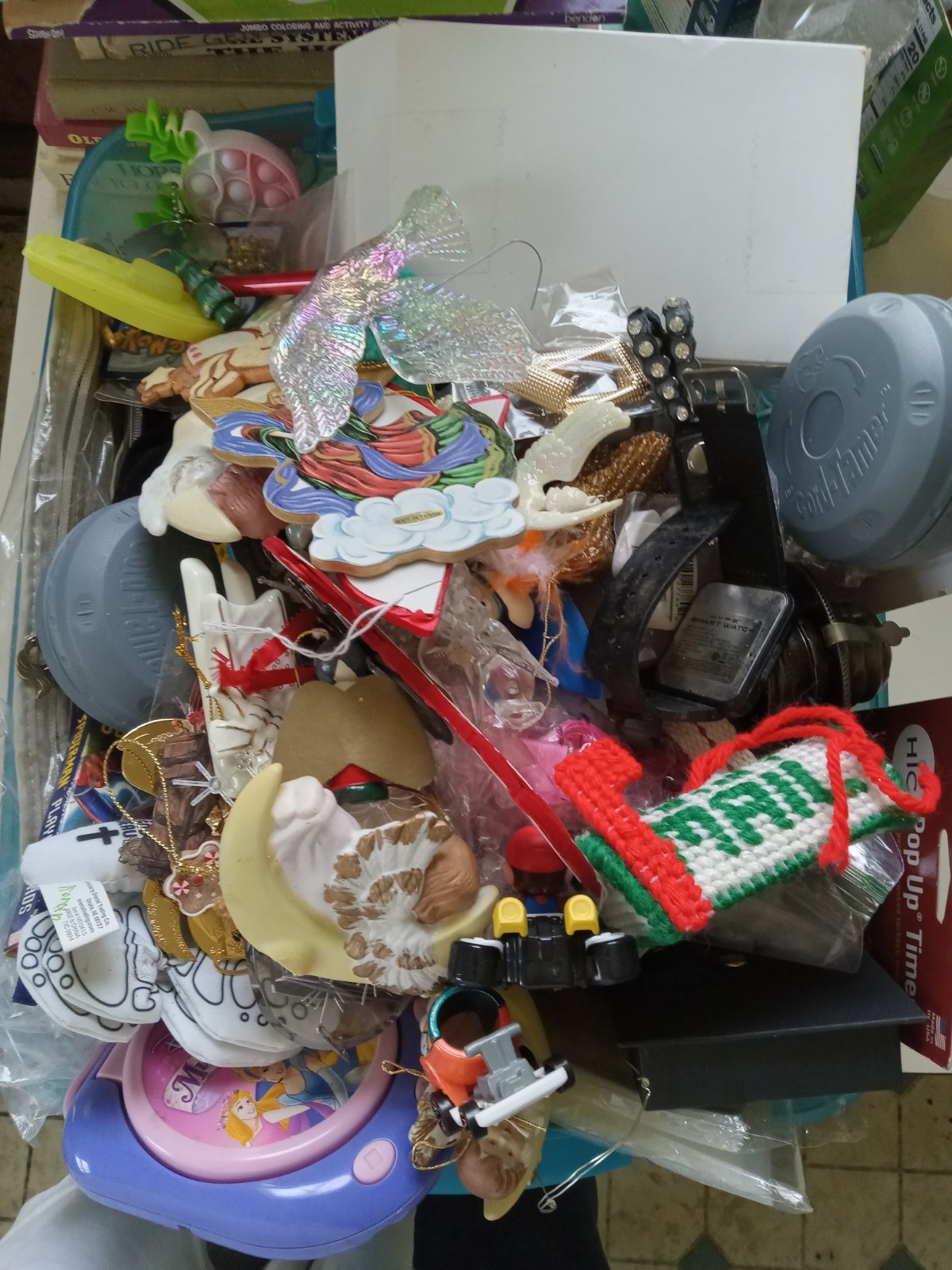 Lot Of Various Small Misc. Junk Drawer Items Box-6in X 6in X 6in SEE DESCRIPTION