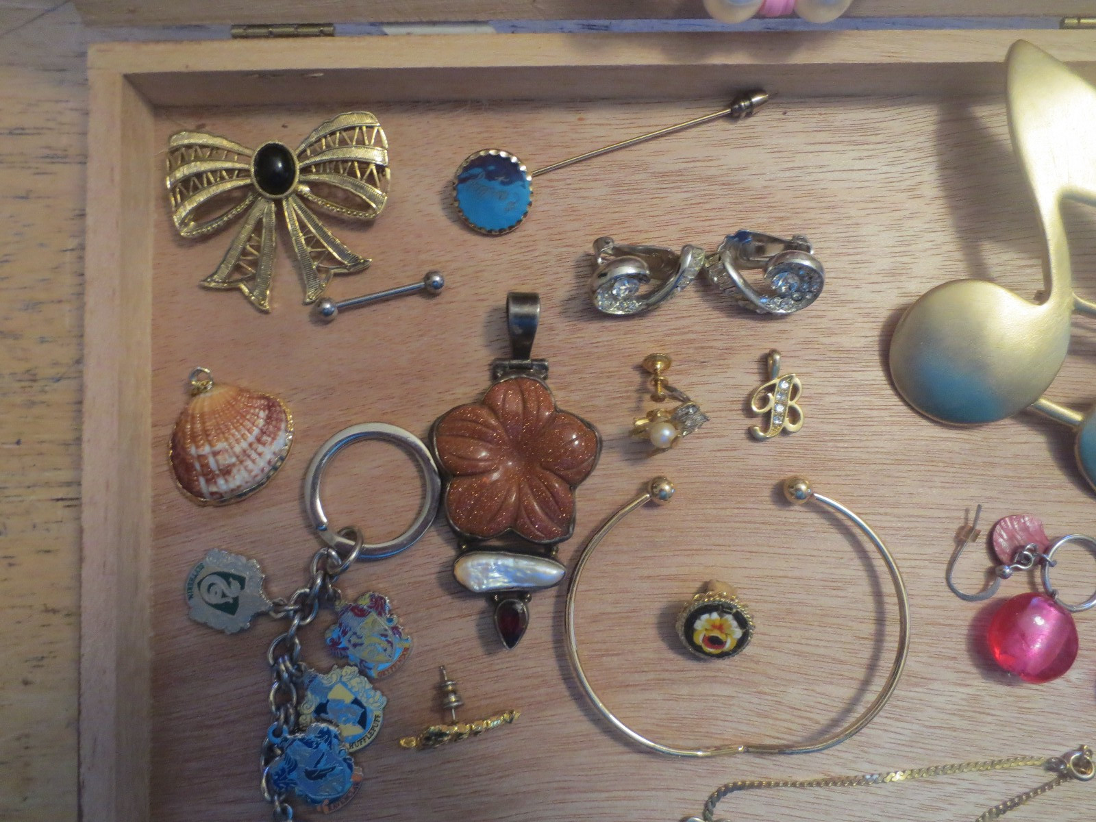 junk drawer lot jewelry lot OLD STERLING rare item old earrings shell bracelet