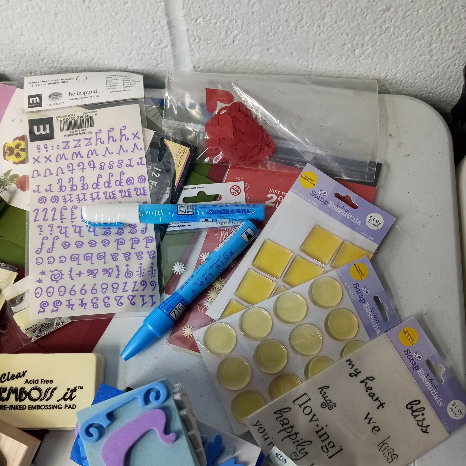 Junk Drawer Art Crafts Scraping Stickers Punchs Card Stock Rubber Stamps Lot