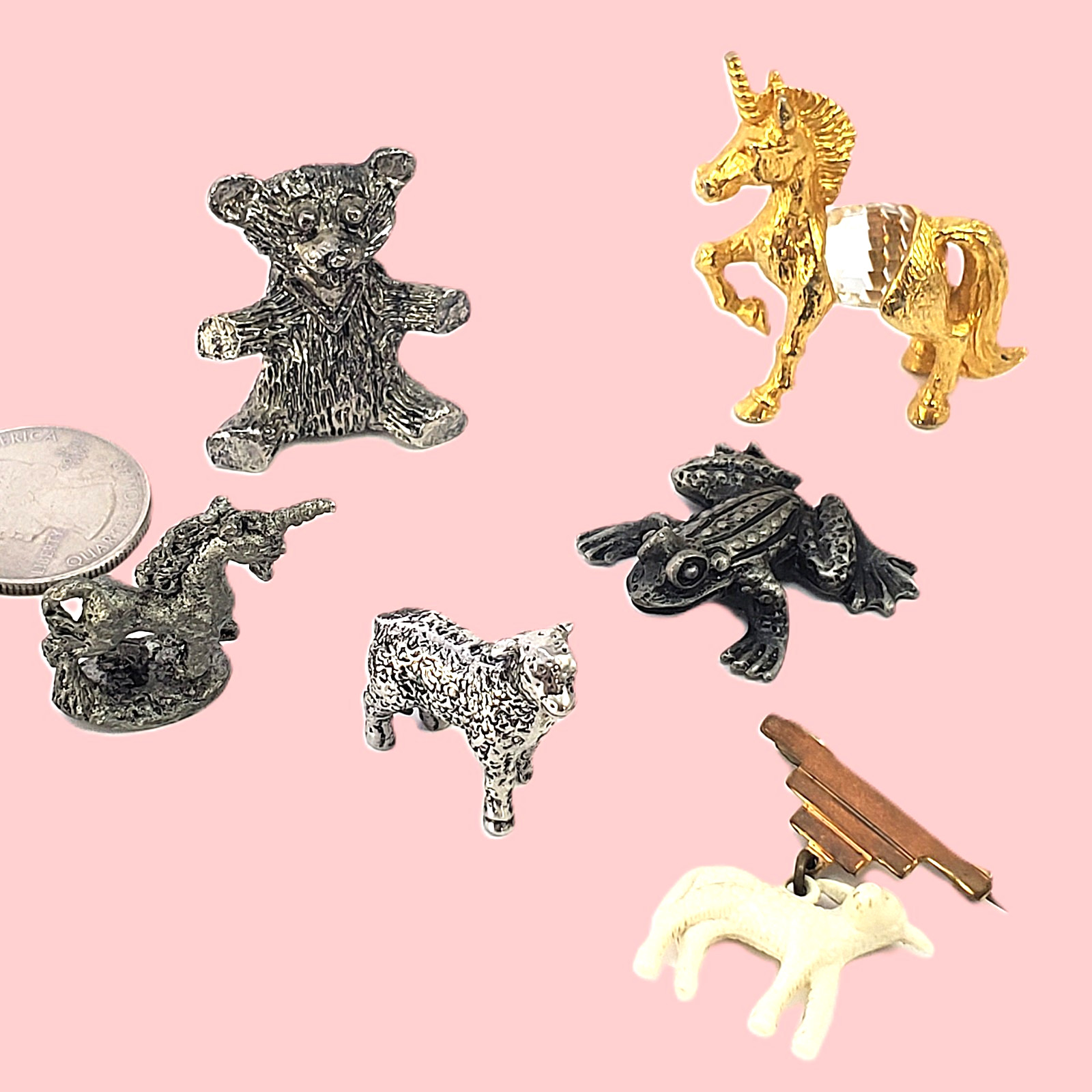 Mini ANIMAL Figurines IFS 83 UNICORN, WILSON HUDSON Frog 6 Pc Lot TINY