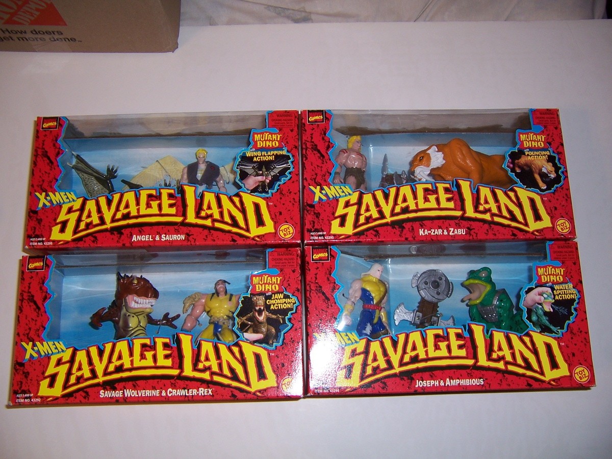 NEW X-MEN The Savage Land Deluxe 2 Figure Lot Kazar Zabu Angel Wolverine Joseph