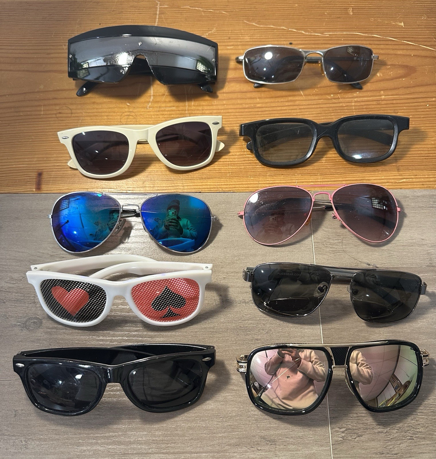 Junk Drawer Lot 10 Pair Sunglasses Festive Party Aviator Shield Pugs Trendy Bulk