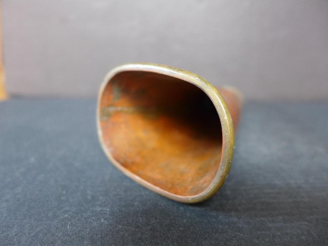 Period piece, old tofu shop’s trumpet, tofu seller’s trumpet, made of copper