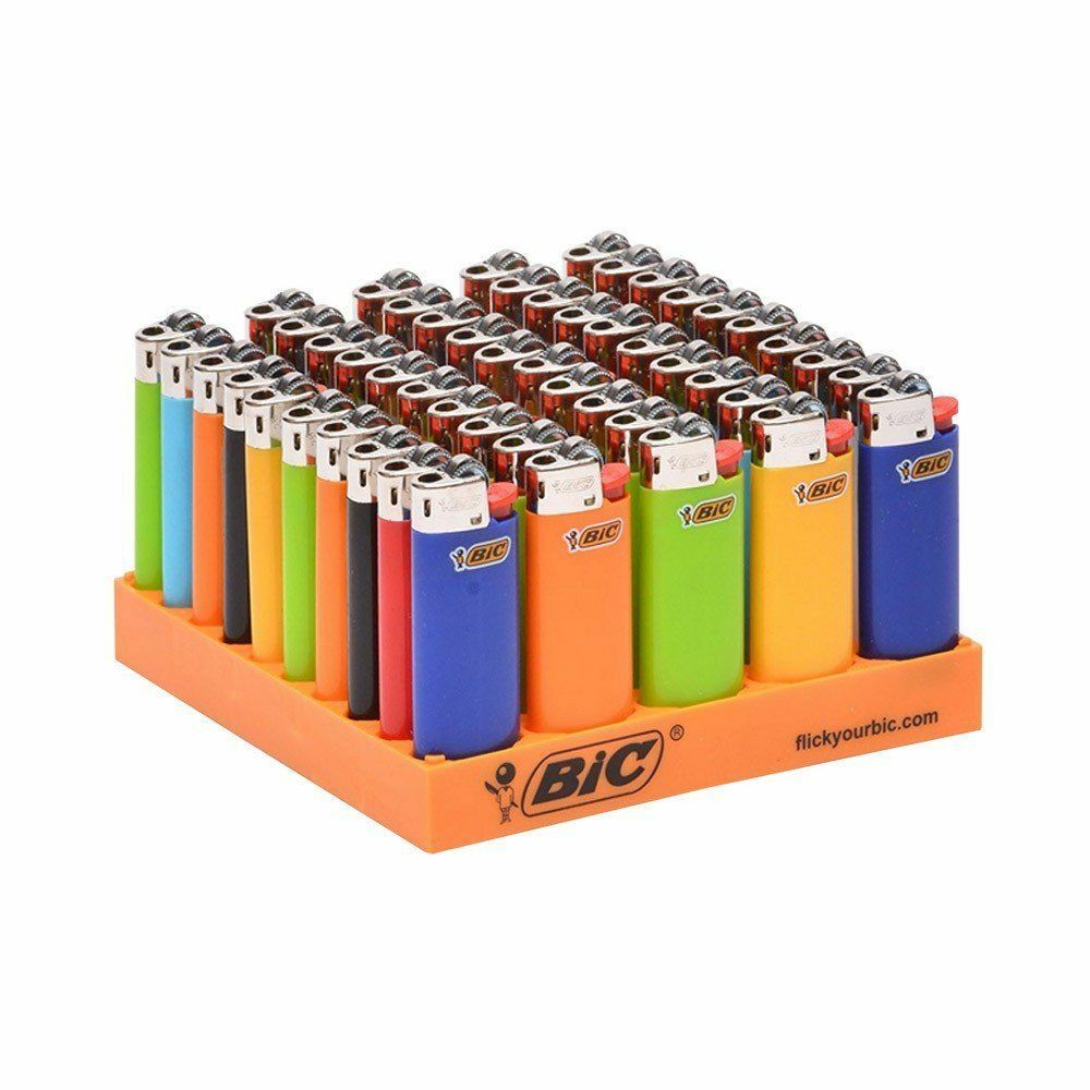 BIC Small Mini Solid – 12 Lighters – Long Last – Assorted Pink Blue Green Black