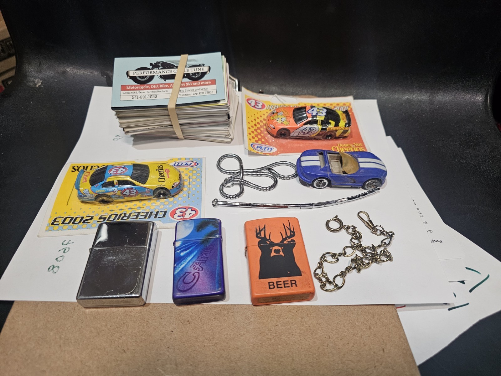 Vintage Junk Drawer Lot- Zippo Lighter,hot Wheels,watch Fobs Pre Owned L1
