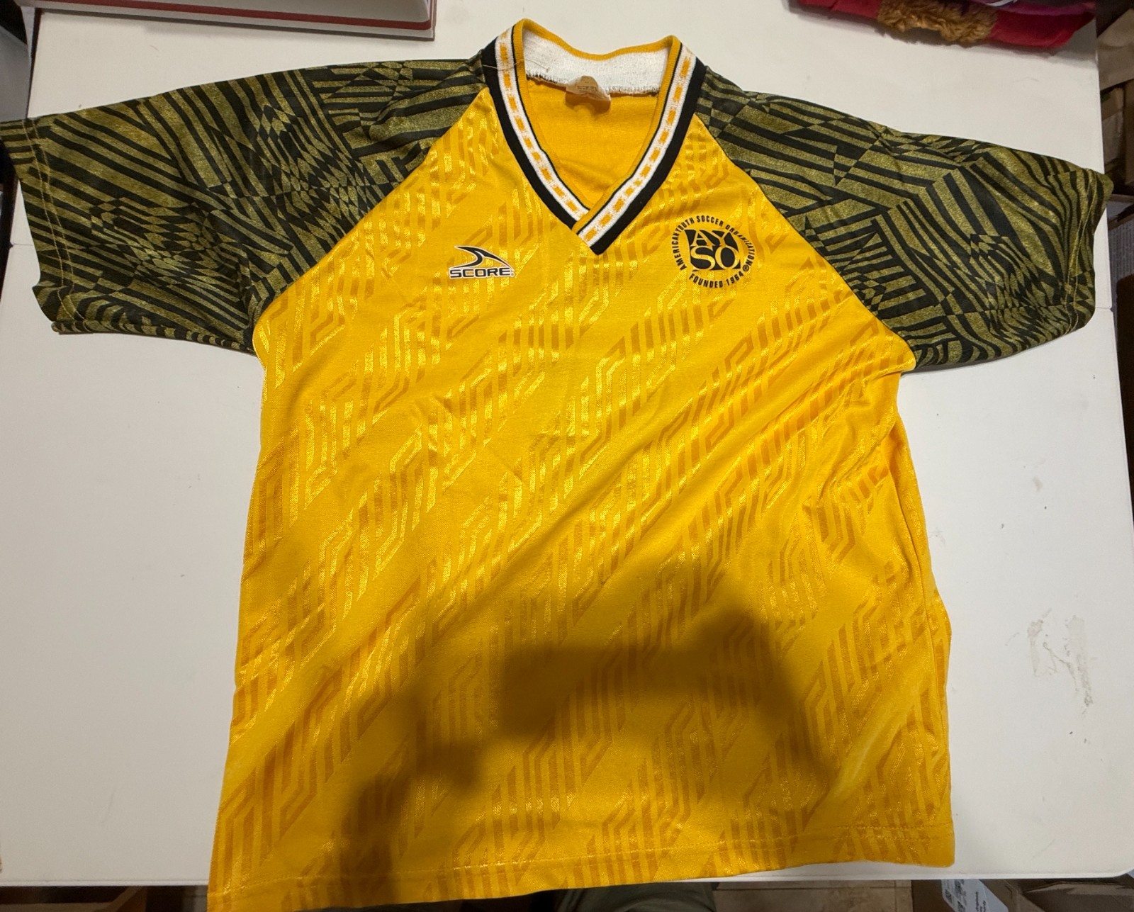 PRE-WORN Vintage Tee Shirt: AYSO Yellow and Green Youth Soccer Jersey