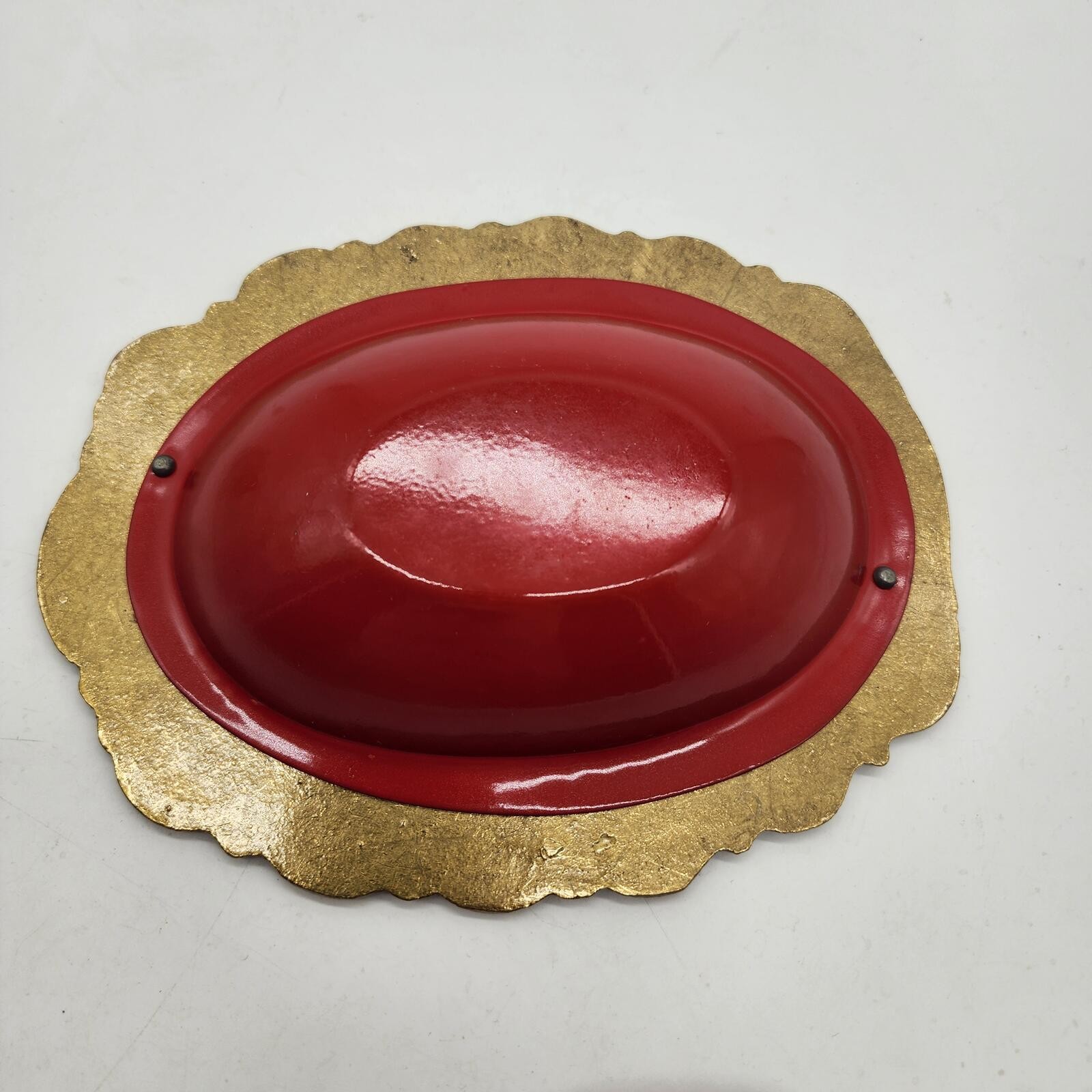 Vintage Greek Mythology Plaque Trinket Dish Red Gold Classical Chariot Scene