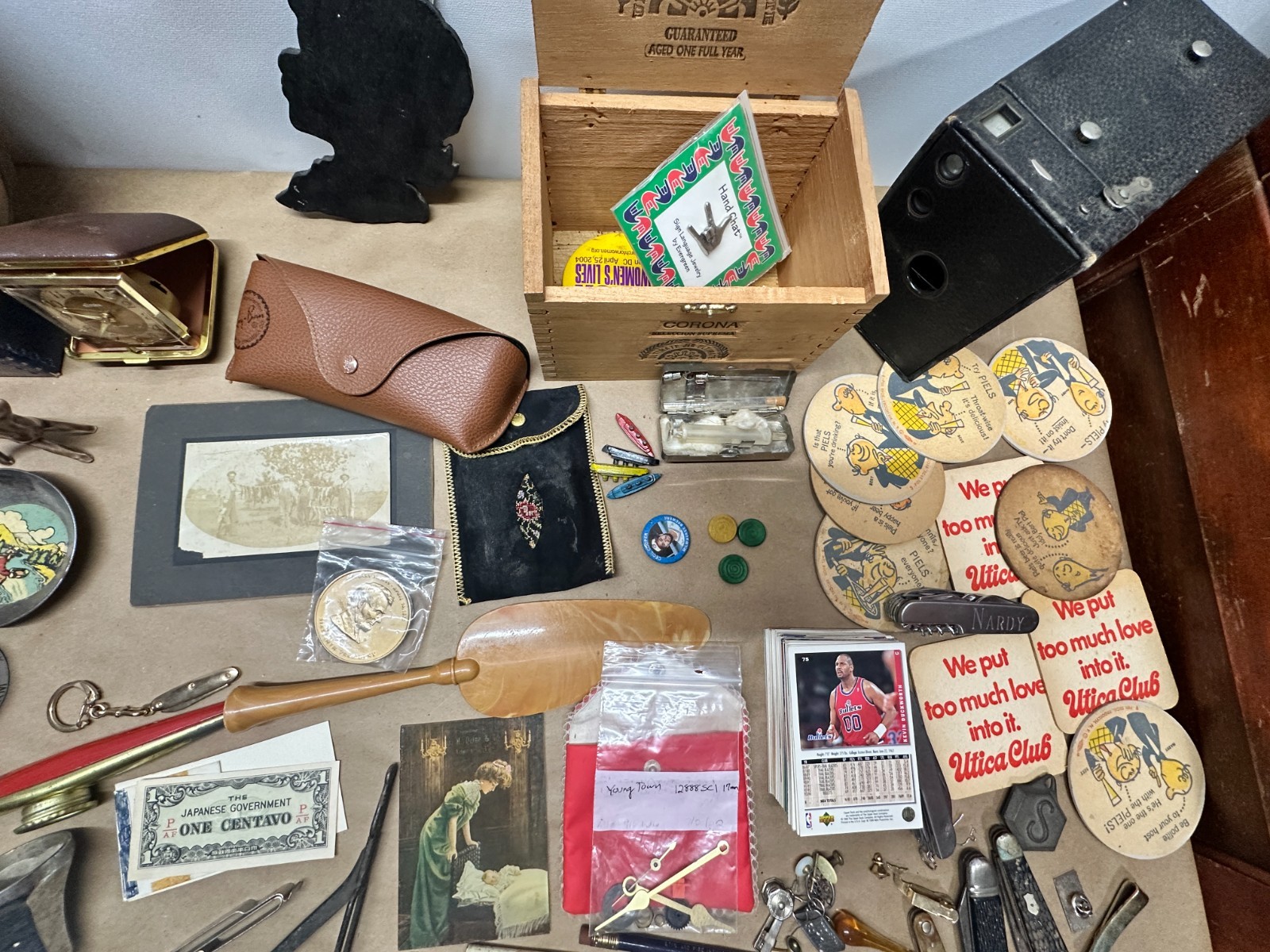 Junk Drawer Lot #3 – Random Antique Vintage Smalls – Coins, Knives, Boxes, Money