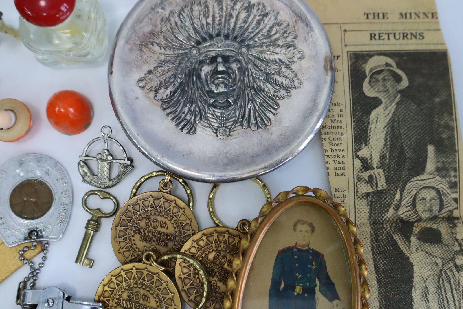 Vintage Junk Drawer Lot Estate Smalls Coins Lighters Knives Pens Ephemera Mixed