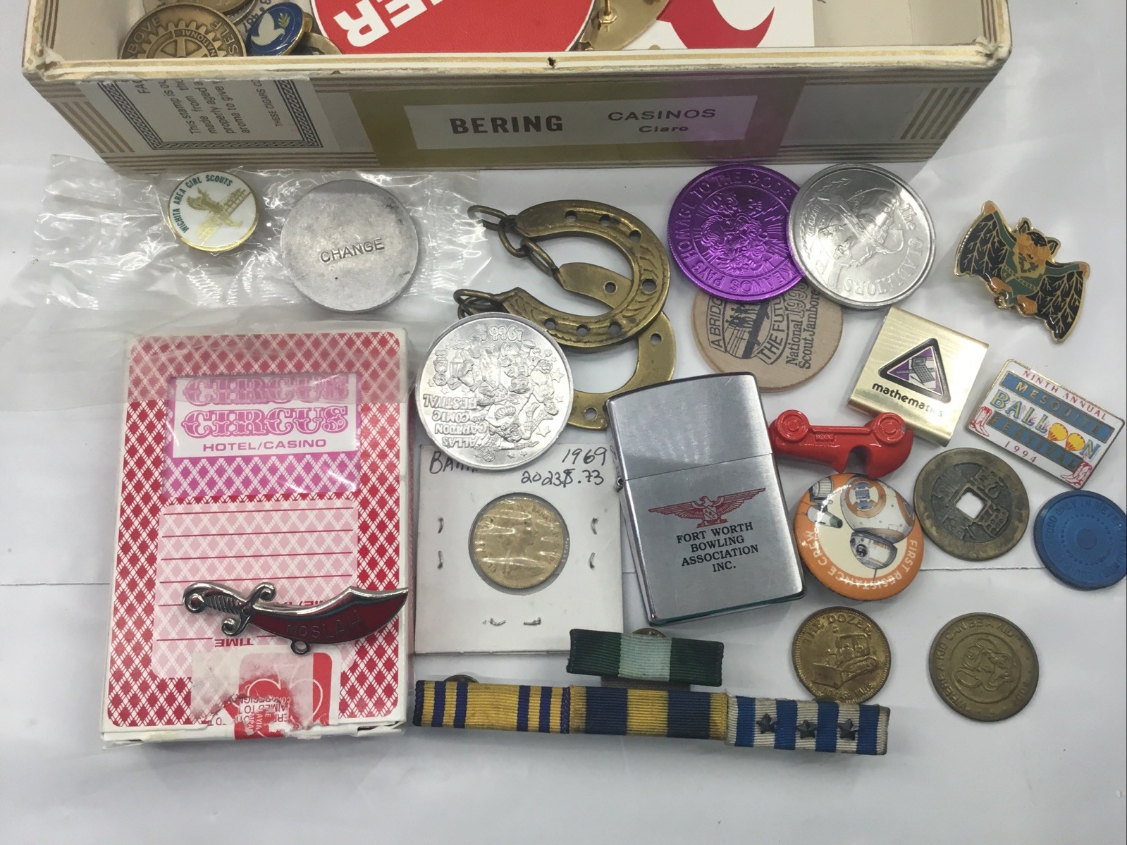 Grandpa’s Estate Junk Drawer Lot Collectibles Vintage Treasures Coins Military