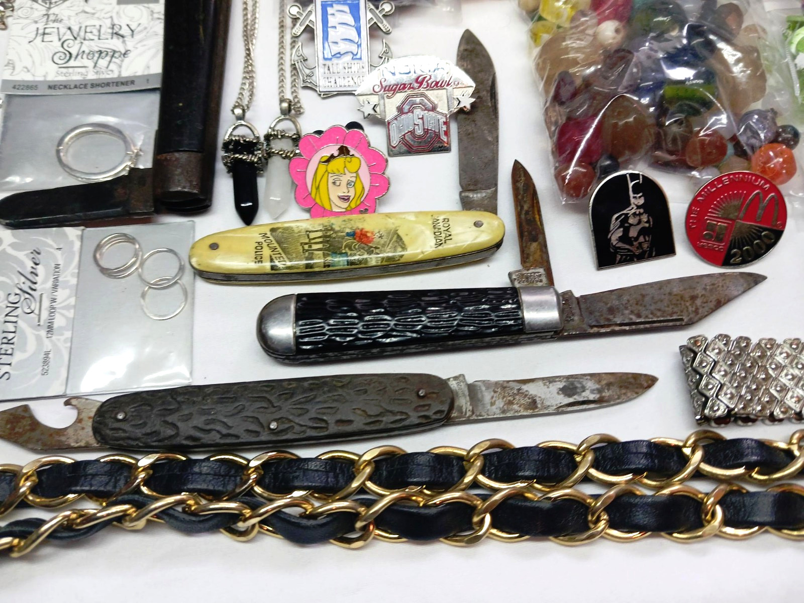 Junk Drawer Working 1913 Hampden 306 Pocket Watch Sterling Silver Jewelry Knives