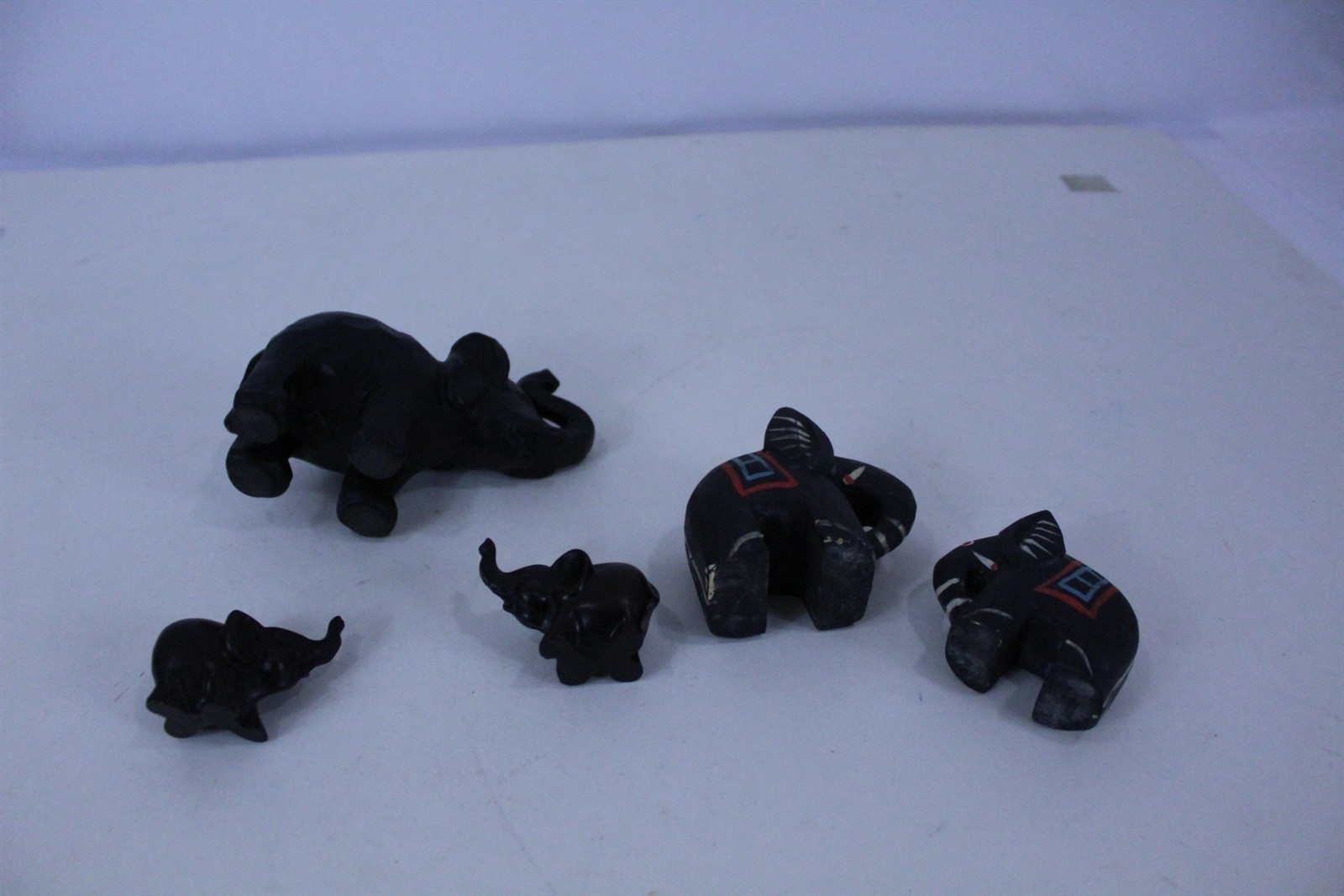 Elephant Figurines Composite & Wood Variety of Sizes Lot of 5