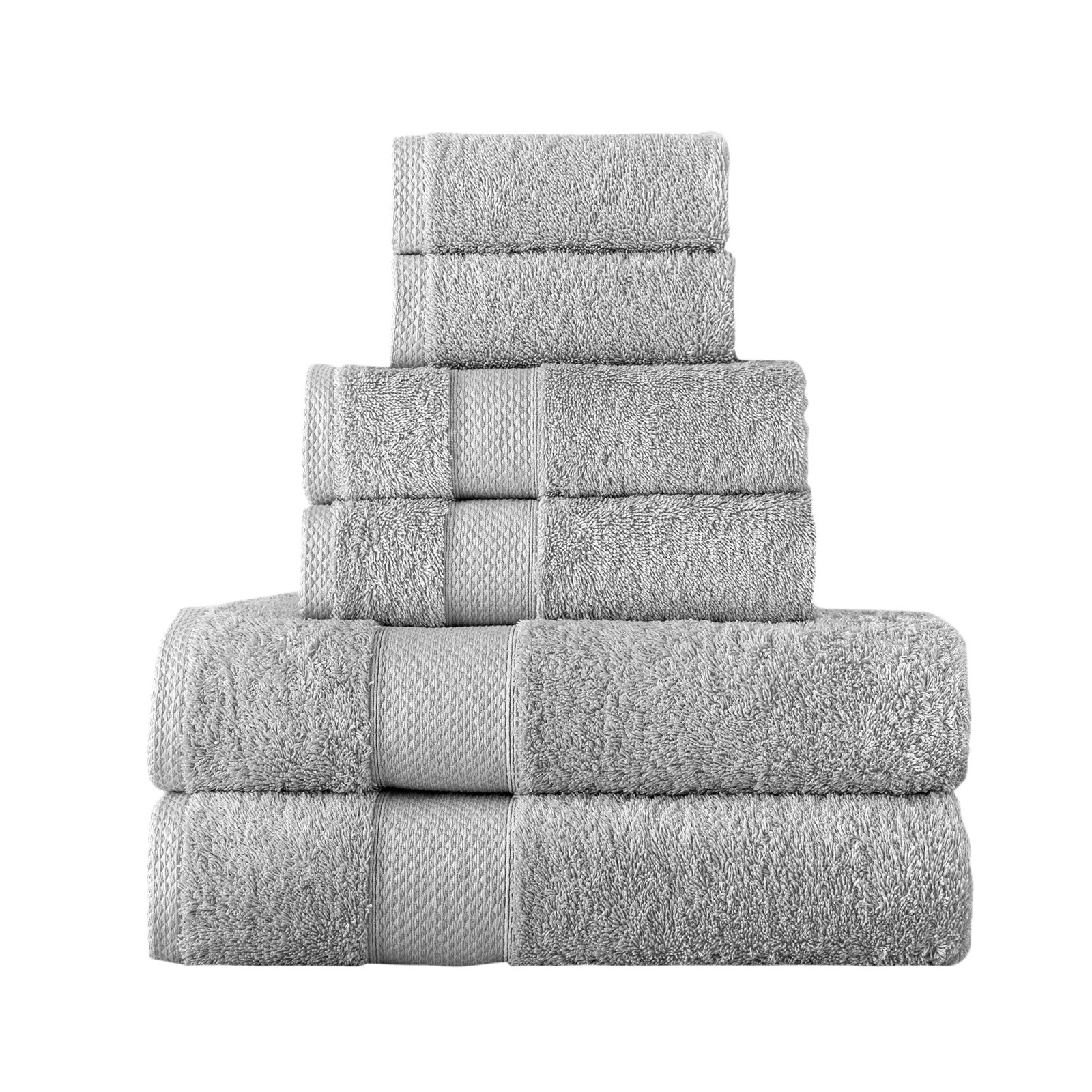 Towels Beyond Luxury 6 Piece Turkish Cotton Towel Set, Gray, Quick Dry