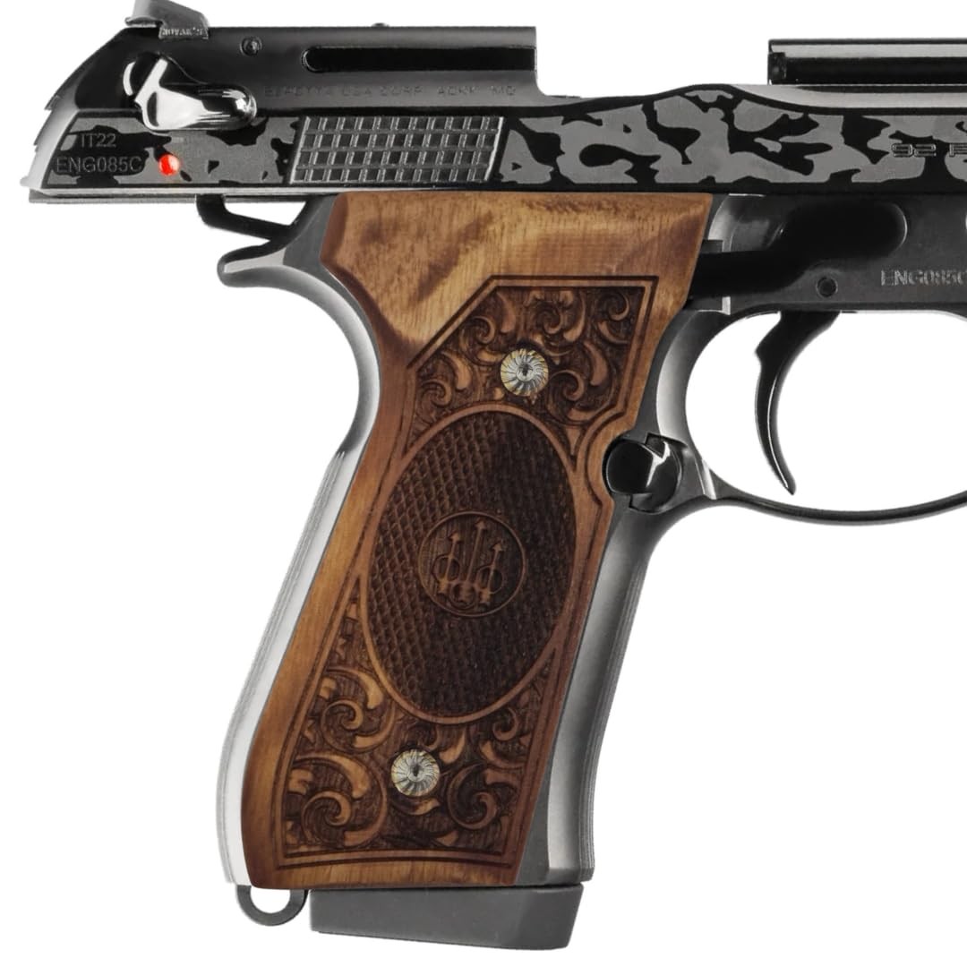 Zib Grips Art Series Ornate Scroll Wood Pistol Grips for Beretta 92FS & M9