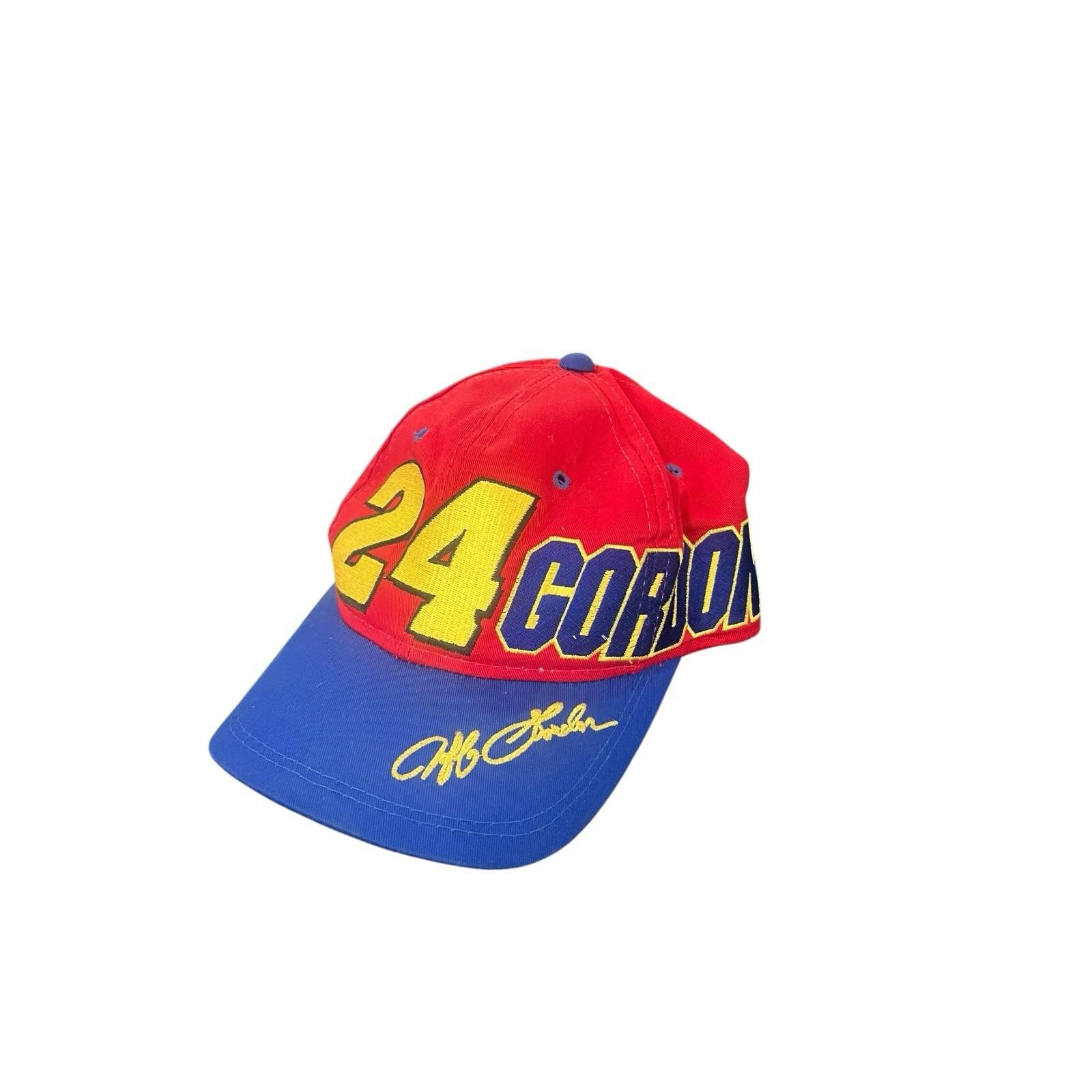 Vintage Jeff Gordon #24 NASCAR Racing Themed Embroidered Strapback Hat Big Print