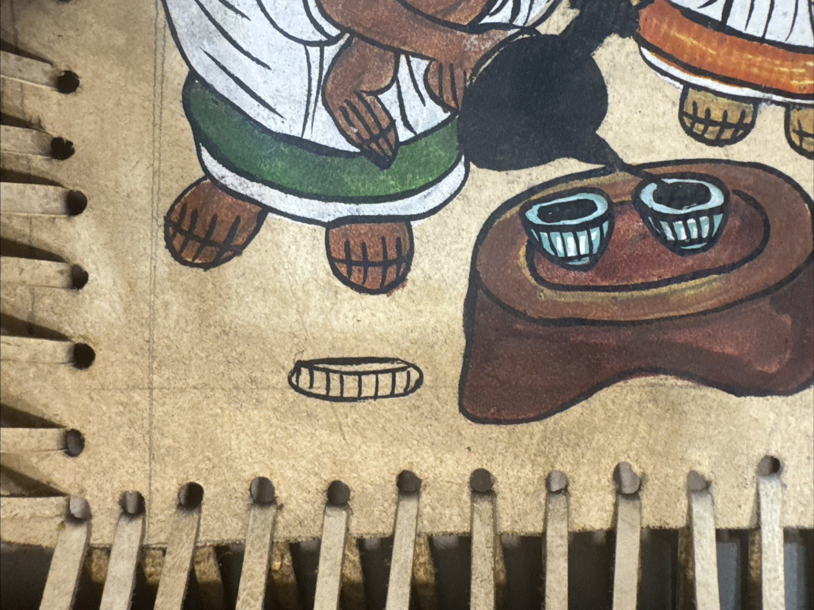 Vintage Ethiopian Hand Painted Painting Rustic Wood Frame