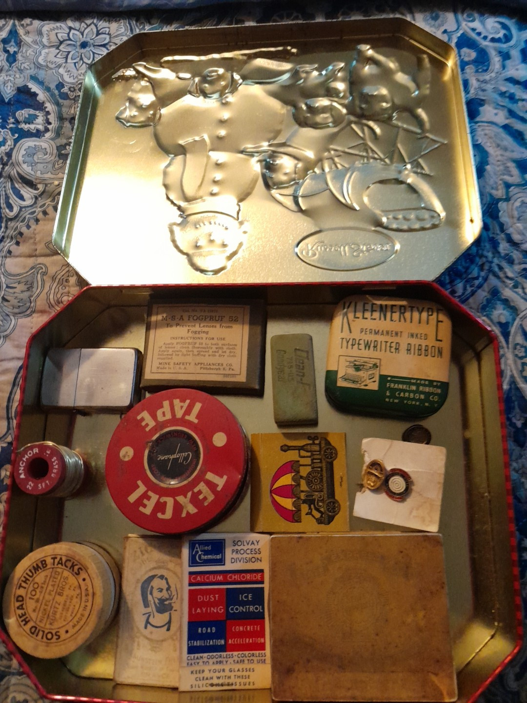 Lot Of Vtg Smalls Ad Tins Ephemera Zippo NRA Pins Tobacco Box And More