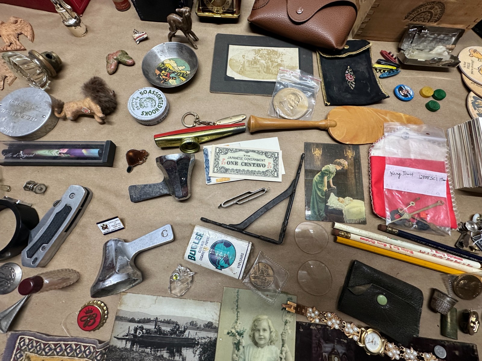 Junk Drawer Lot #3 – Random Antique Vintage Smalls – Coins, Knives, Boxes, Money