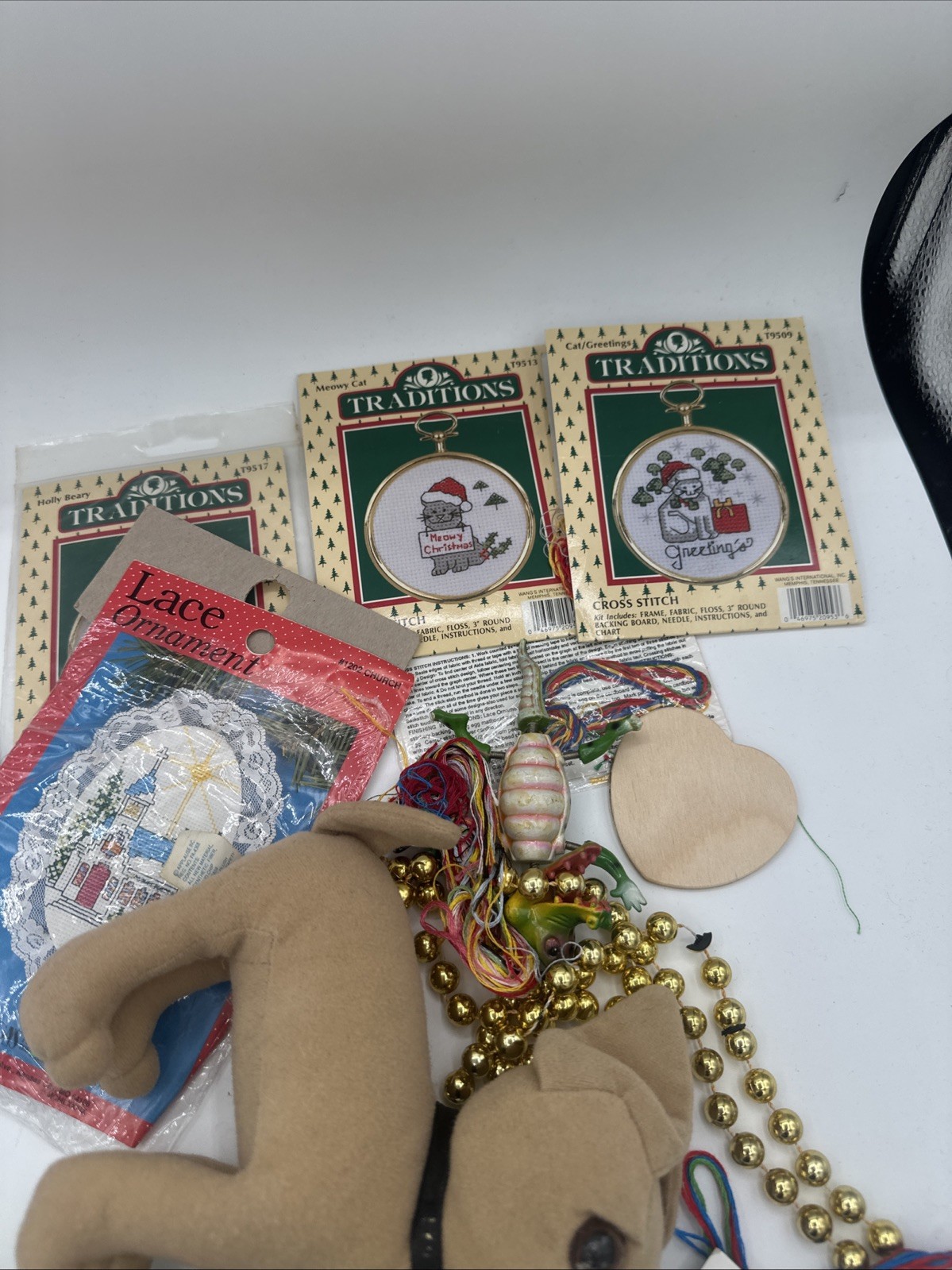 Junk Drawer Lot Miscellaneous VTG Cross Stitch Pokemon Cards Xmas Friends Naruto