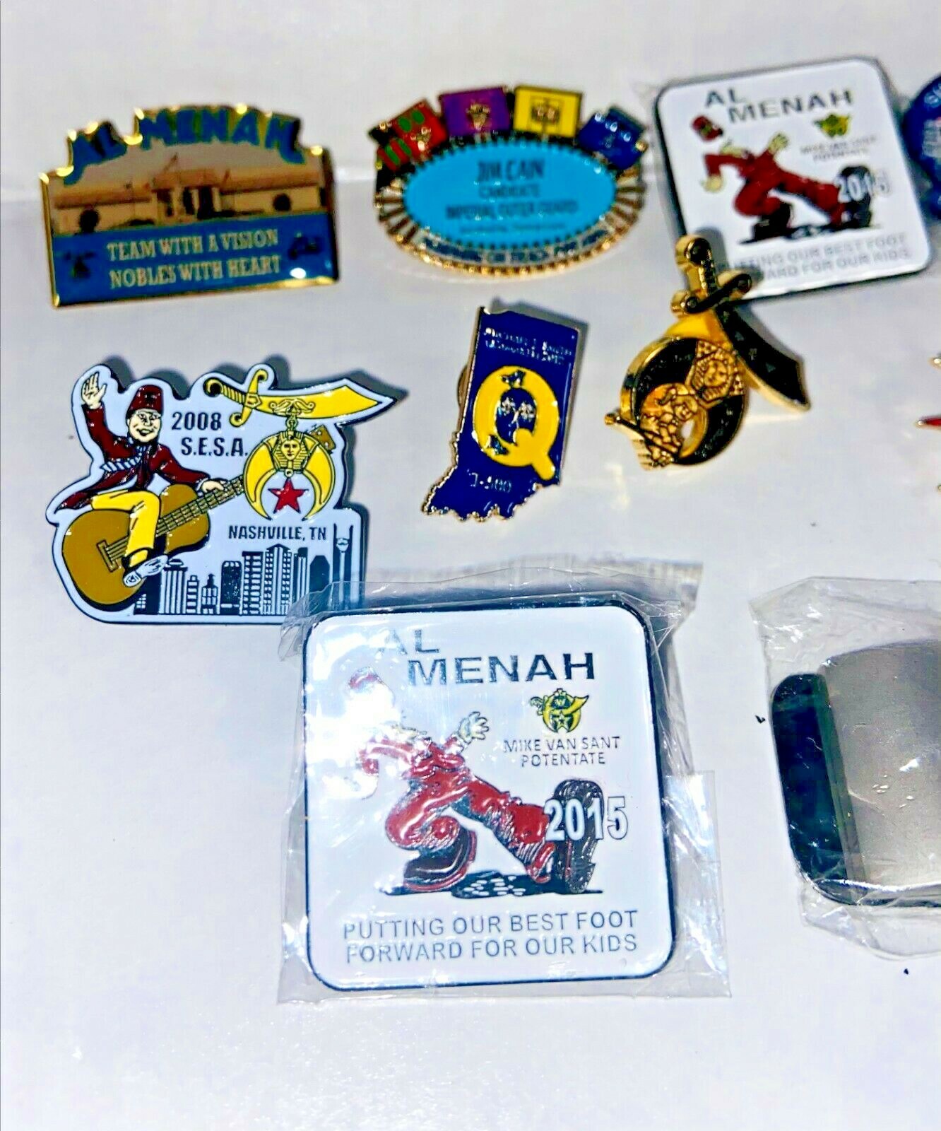 JUNK DRAWER Lot of Shriners Pins, money clip, Lapel & hat Pins-13 pieces- LILA