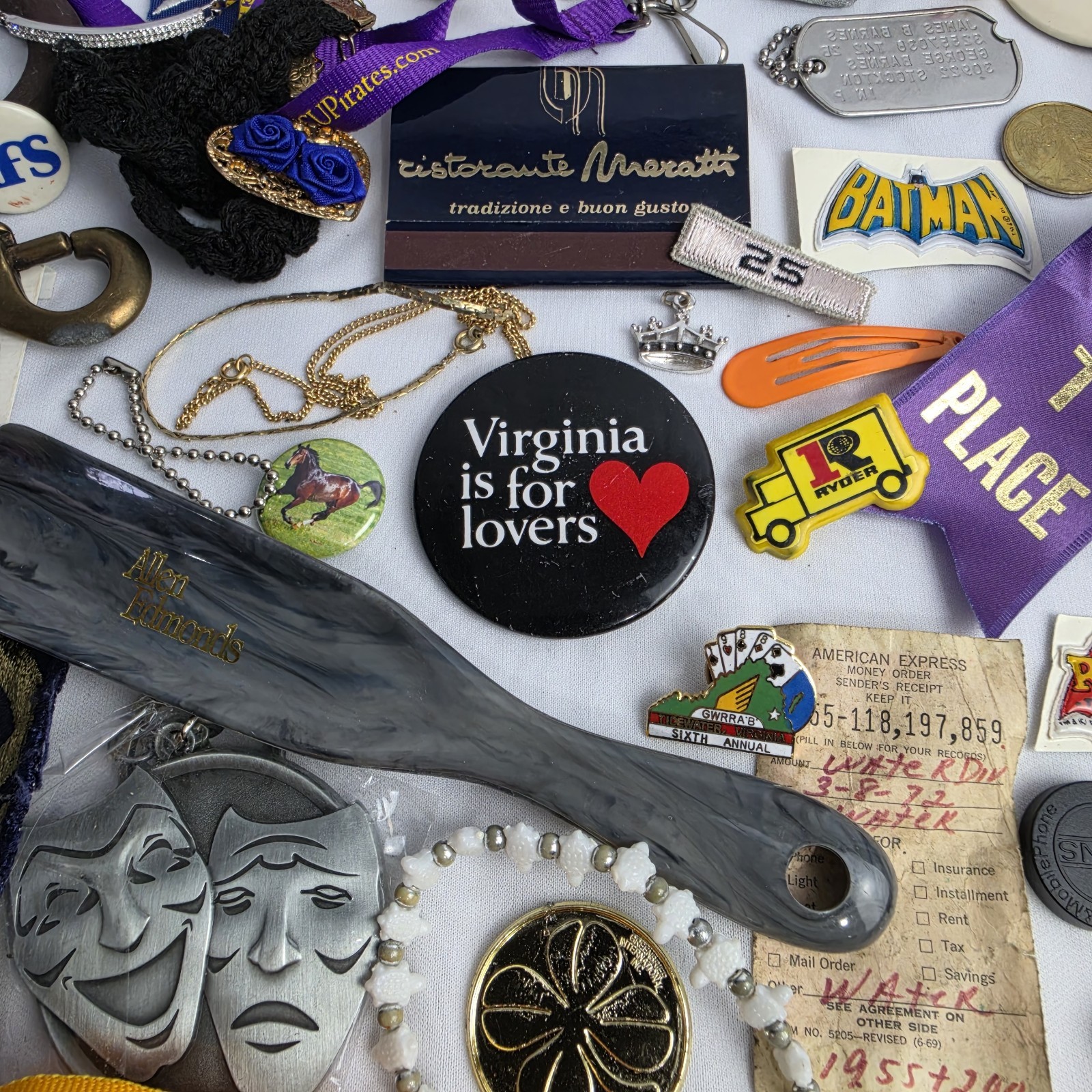 Junk Drawer Lot Toys Pins Stamps Military Coin Trinket Jewelry Patches Vintage