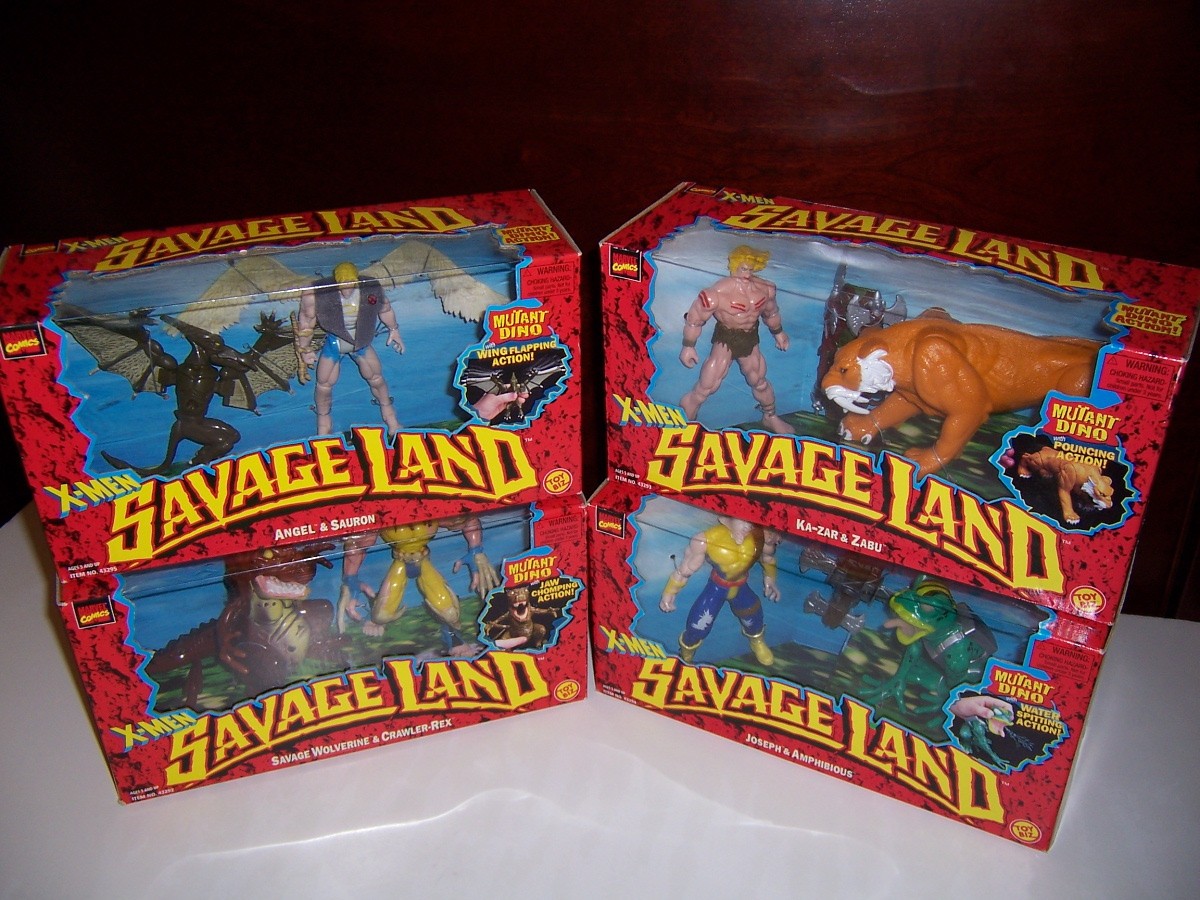 NEW X-MEN The Savage Land Deluxe 2 Figure Lot Kazar Zabu Angel Wolverine Joseph