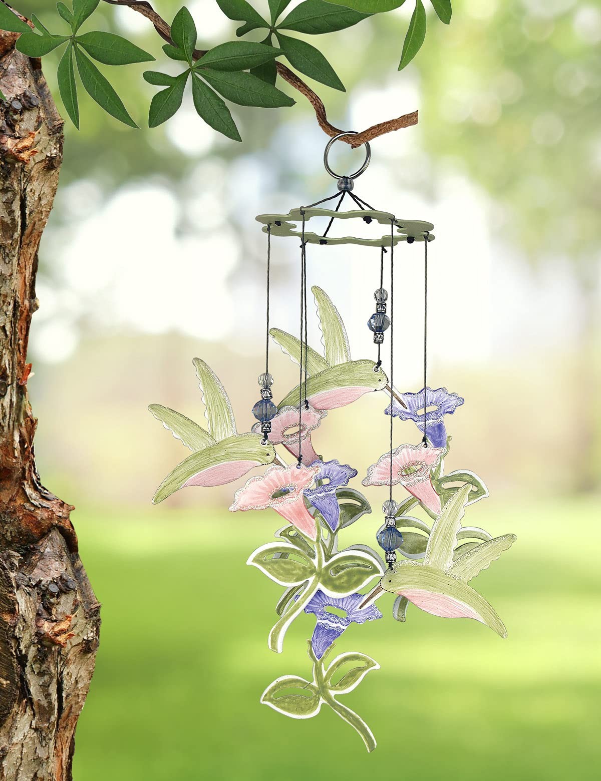 Sunset Vista Designs 80024 Small Outdoor 12-Inch, Hummingbird and Flowers