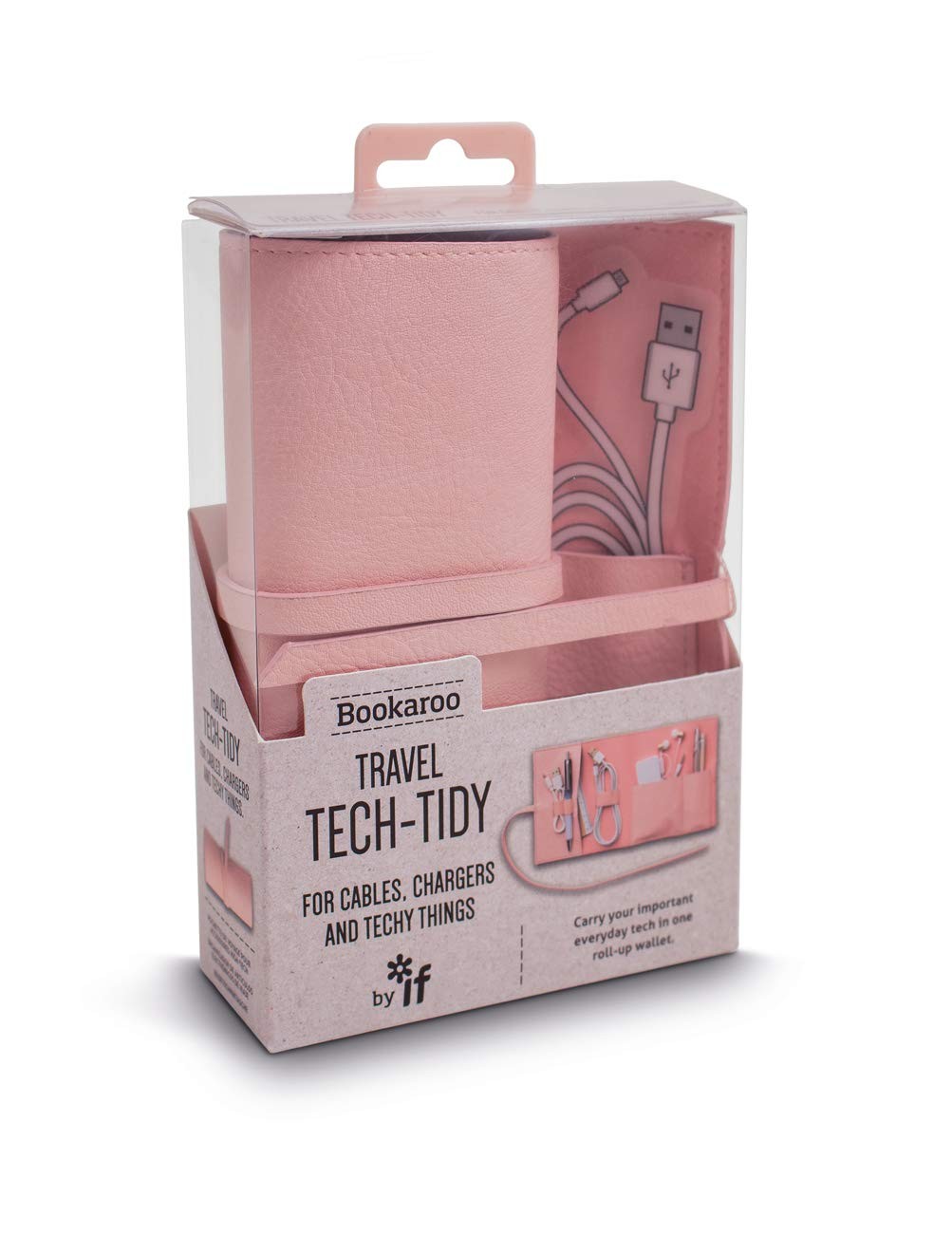 IF Bookaroo Travel Tech Tidy Pink 6 Inch Mixed Materials Organizer Pouch