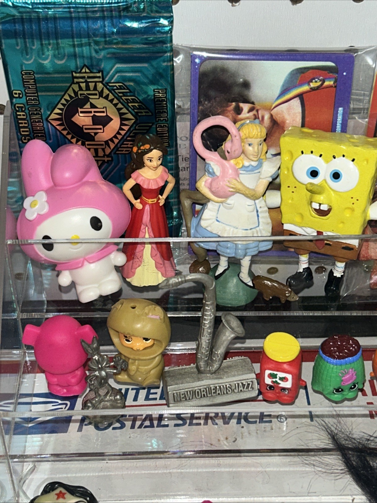 Vintage Toy, Junk Drawer Lot, Old Cards, Pokémon Keychains, Spongebob, Disney