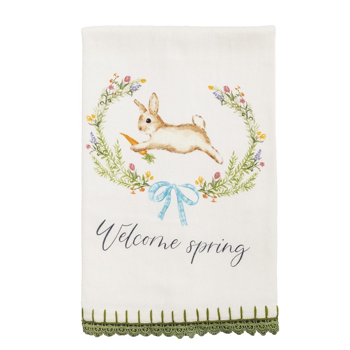 Mud Pie Welcome Spring Easter Bunny Printed Multicolor 26 Inch Standard Kitchen