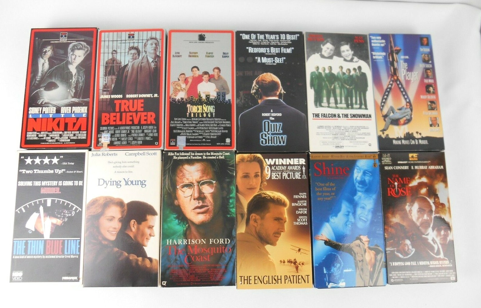 12 VHS TAPES – Quiz Show, Little Nikita, English Patient, Dying Young, Shine ++