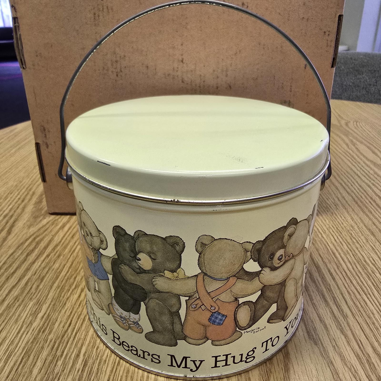 Collectible tin, Teddy Bucket with handle The Popcorn Factory