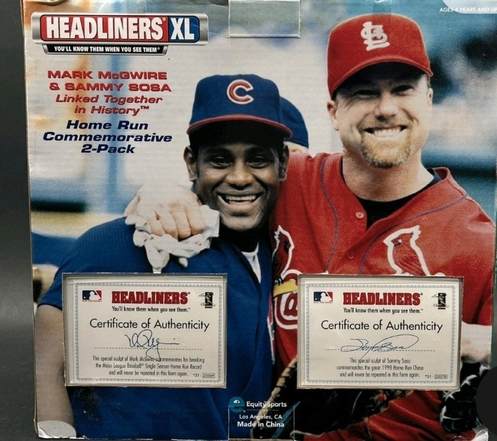 Headliners XL Mark McGwire Sammy Sosa 1998 Home Run Race Cubs Cardinals 2-Pack