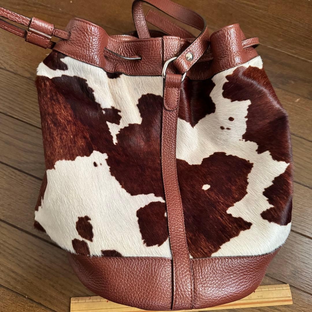 Bag bag K Kitamura 2 genuine leather brand cow pattern bucket type shoulder bag
