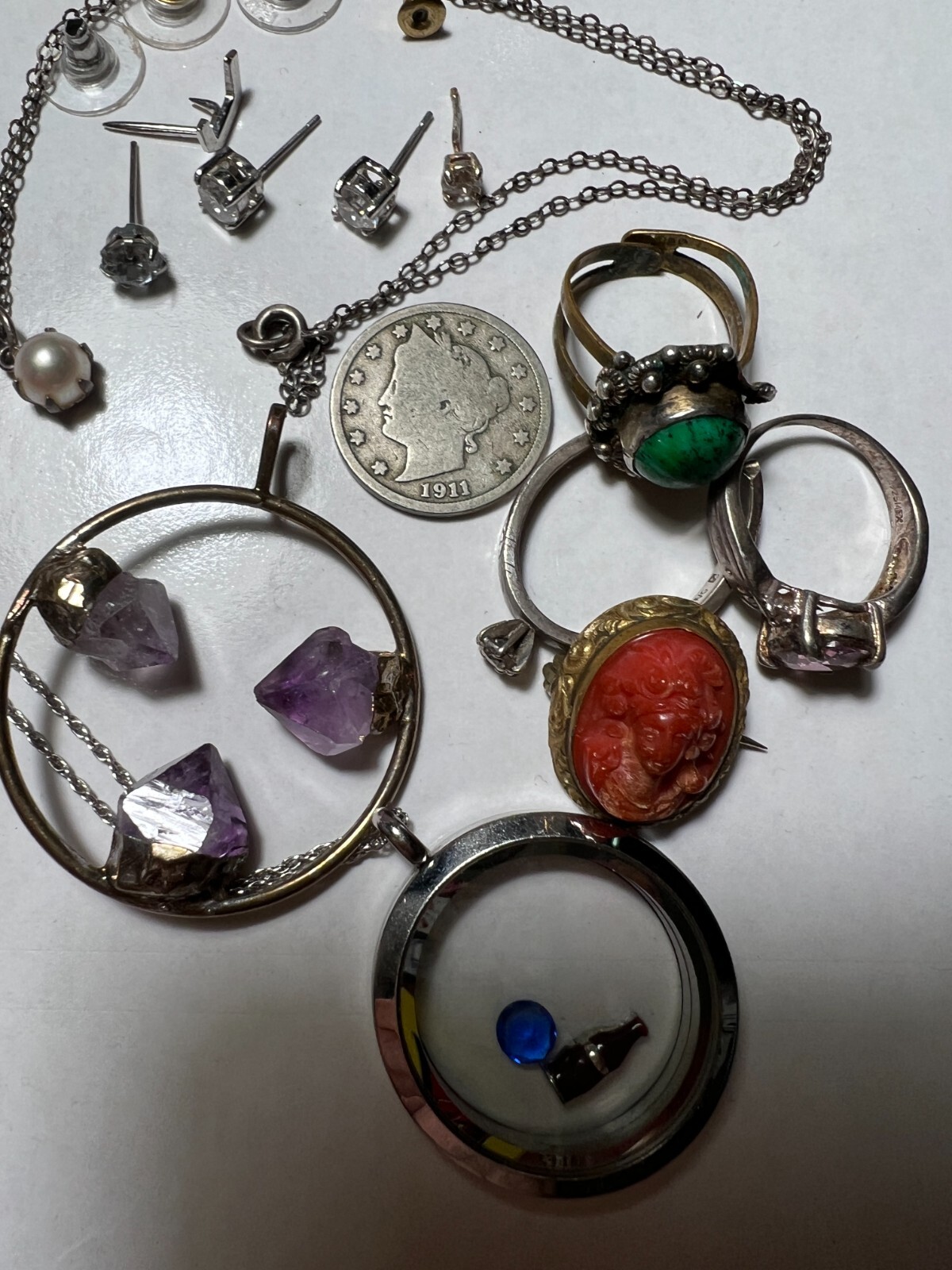 COOL BEANS Antique Brass Jewelry Lot w/ Bonus Sterling Silver & Fashion Pieces