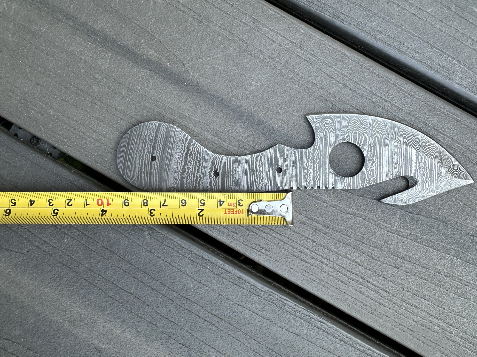 Handmade Damascus Steel Blank Blade Skinner Gut Hook Hunting Knife bowie knife