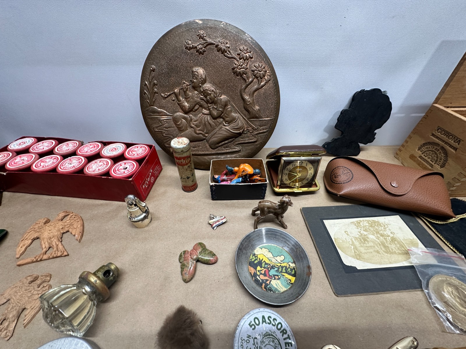 Junk Drawer Lot #3 – Random Antique Vintage Smalls – Coins, Knives, Boxes, Money