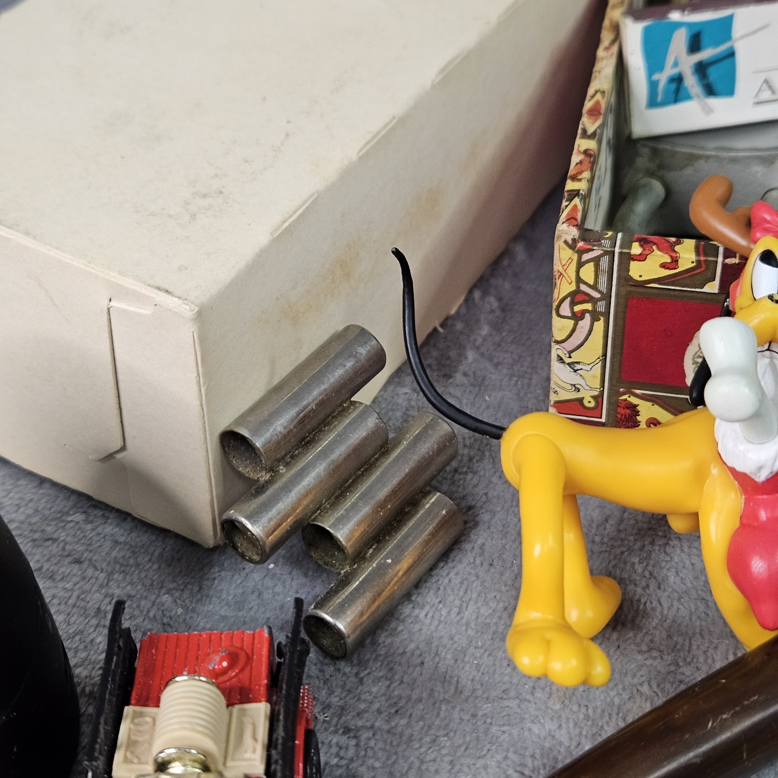 Huge VTG Junk Drawer Lot Skeleton Keys Cigar Box Bakelite Ertl Hammock Cars More