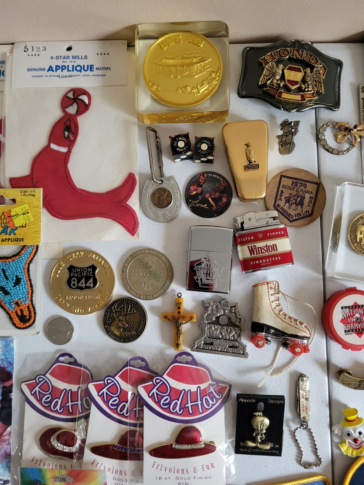 Vintage Mixed Junk Drawer Lot Estate Sale Find Pins Patches Jewelry Disney