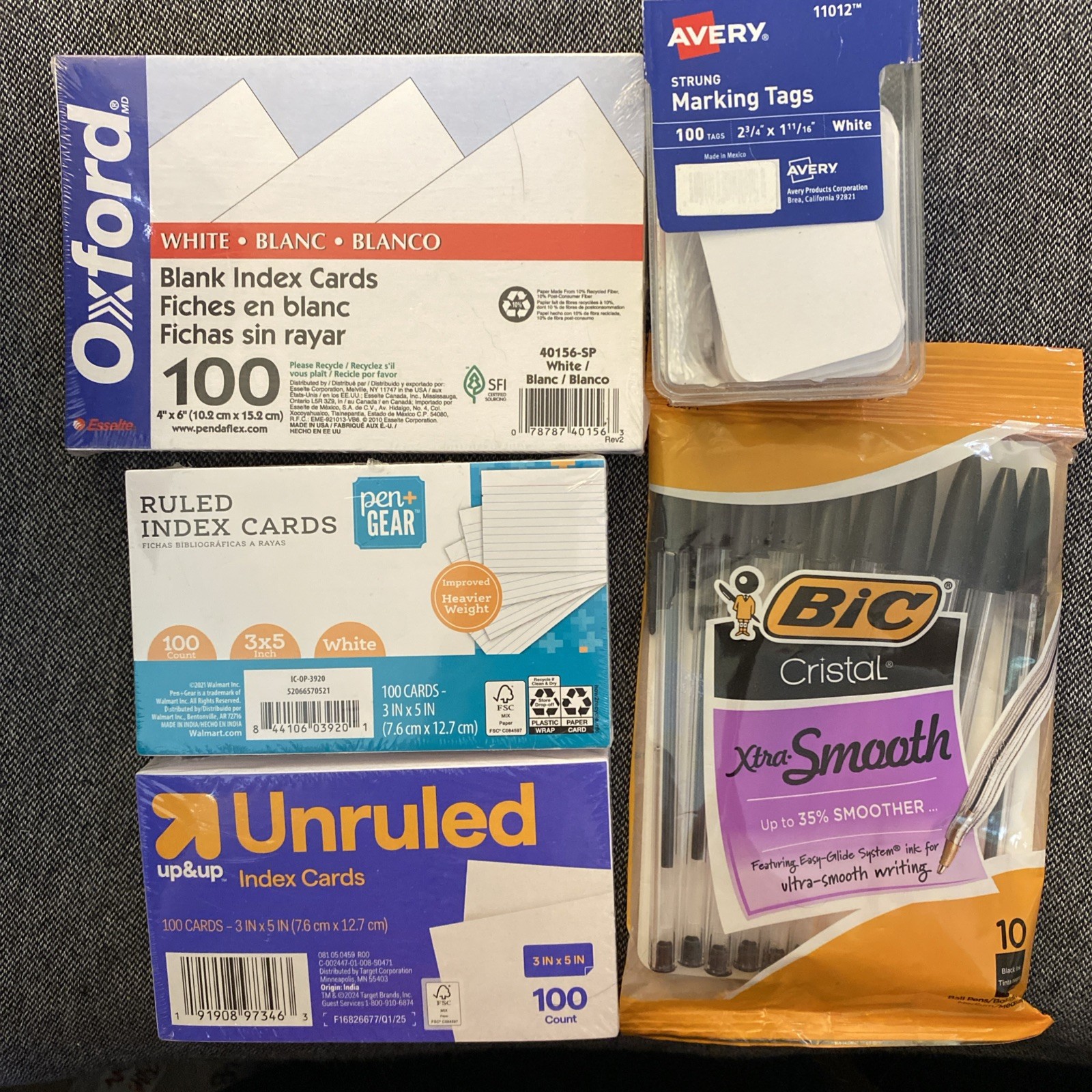 Junk Drawer Home Office, School Supply Lot – Pen, Tags, Index Cards