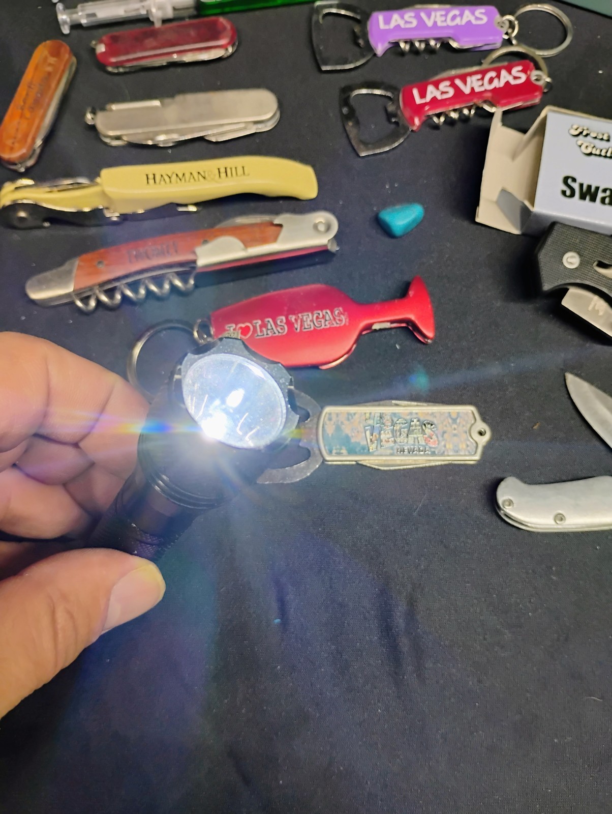 Collectible Junk Drawer Lot Pokémon Hot Wheels Las Vegas Led Knife Space Lighter